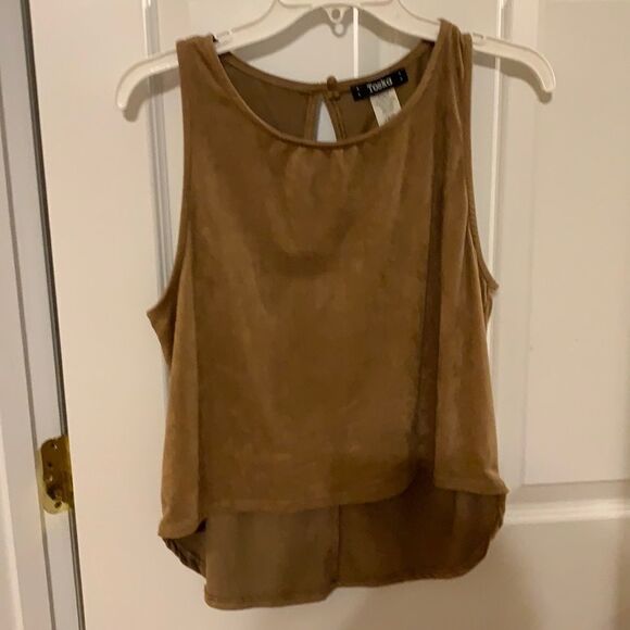Size medium BoHo cropped tan top - Picture 1 of 7